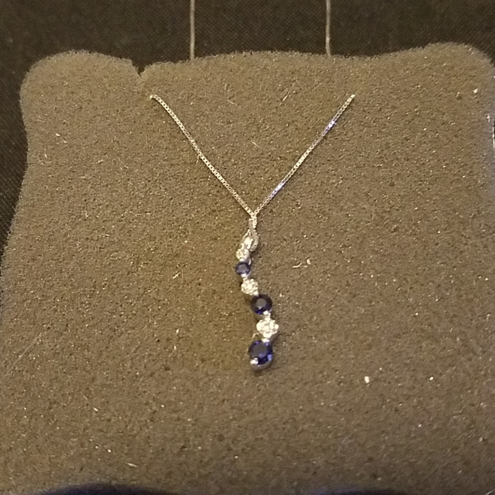 NIB Diamond and Sapphire Pendant